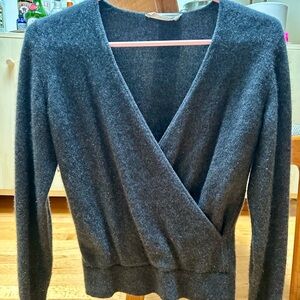 Everlane size small cashmere wrap sweater charcoal grey